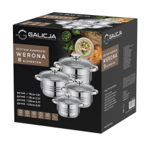 Zestaw garnków WERONA 8 elementowy 1,8L 2,5L 3,3L 5,8L